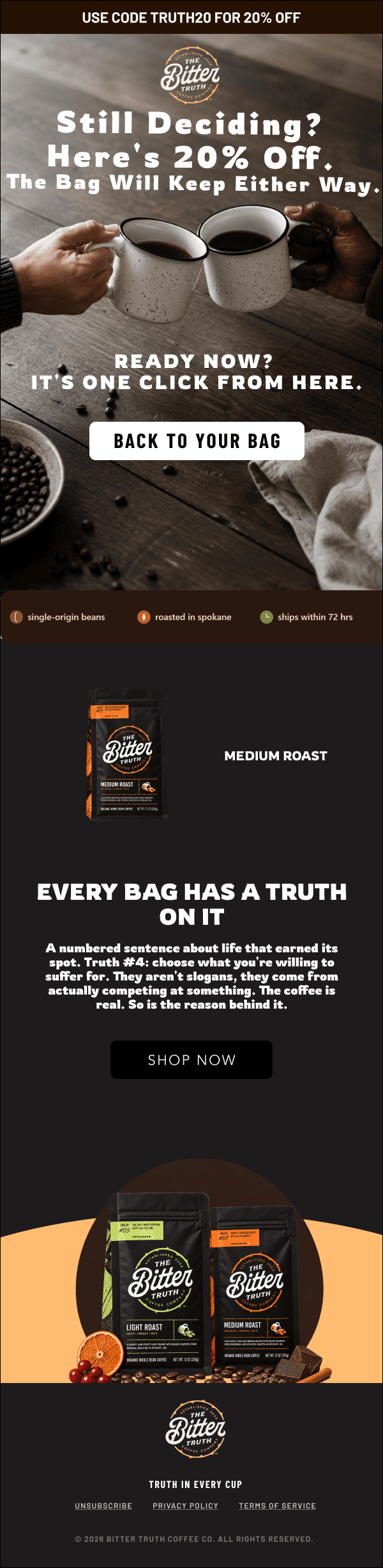 Still Deciding? Here's 20% Off. The Bag Will Keep Either Way.